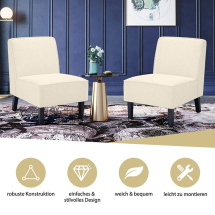 Padded lounge chair with backrest and wooden legs, accent chair, load capacity up to 150 kg, beige