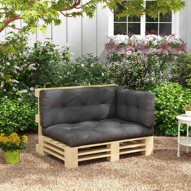 Outdoor pallet cushion set, UV protected, dark grey