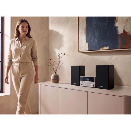 Panasonic Micro Hi-Fi System 60 W with CD and DAB+ Radio, Bluetooth, USB, Silver