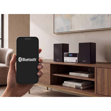 Panasonic Micro Hi-Fi System 60 W with CD and DAB+ Radio, Bluetooth, USB, Silver