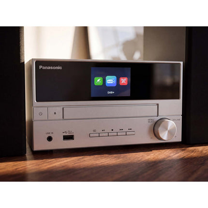 Panasonic Micro Hi-Fi System 60 W with CD and DAB+ Radio, Bluetooth, USB, Silver