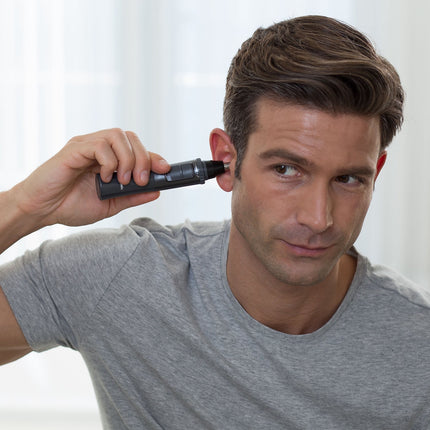 Panasonic Nose and Ear Trimmer with Hypoallergenic Blades, Washable, Grey/Silver