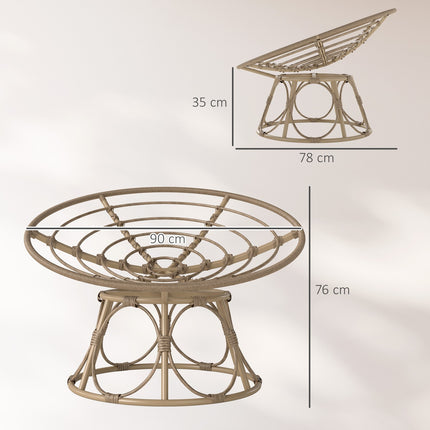 Křeslo Papasan, otočné o 360°, ratan s polštářem, světle šedé
