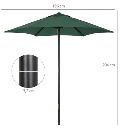Šestihranný slunečník Ø196 cm, odolný proti větru, na pláž i zahradu, zelený