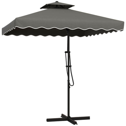 Čtvercový balkonový slunečník, 243cm, UV ochrana, tmavě šedý