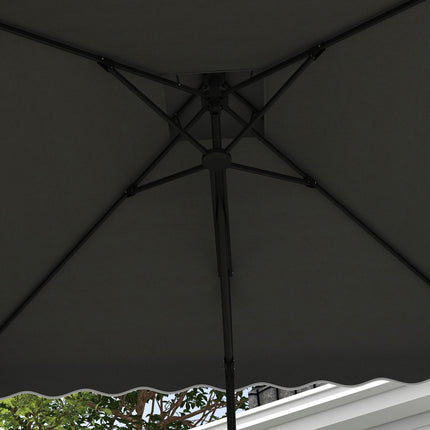 Čtvercový balkonový slunečník, 243cm, UV ochrana, tmavě šedý