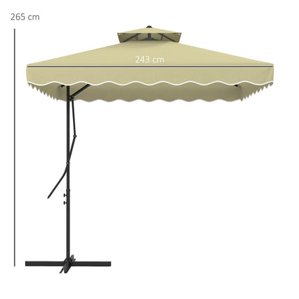 Boční slunečník 243x243cm s UV ochranou a dvojitou stříškou