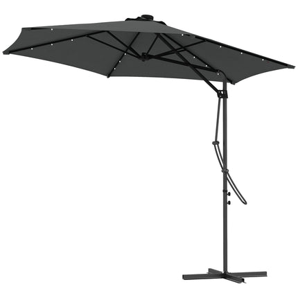 Boční slunečník Ø290 Cm – UV ochrana, LED, tmavě šedá