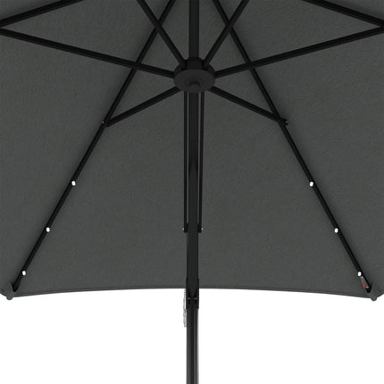 Boční slunečník Ø290 Cm – UV ochrana, LED, tmavě šedá