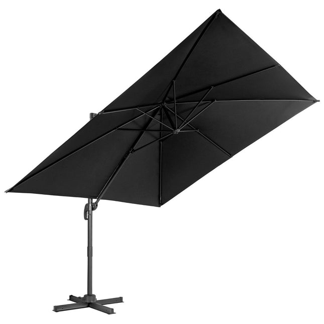 Slunečník 300 x 300 cm čtvercový výkyvný slunečník s klikou černý