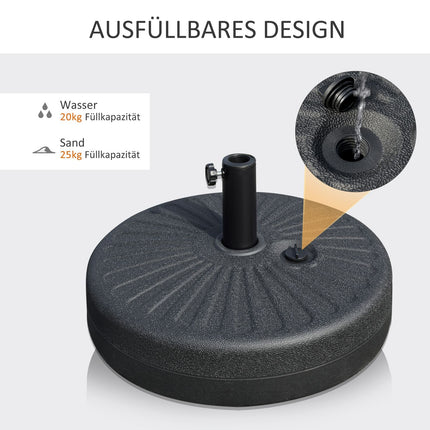Stojan na slunečník 22 kg, cement, černý - pro Ø38/48 mm