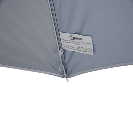 Beach umbrella with side wall, blue polyester, 2.2m