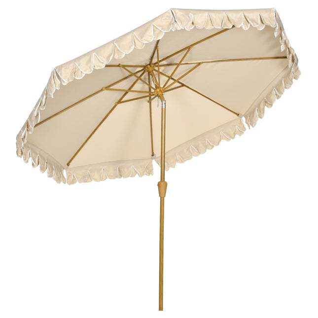 Plážový slunečník 265 Cm, design s třásněmi, nastavitelný sklon, khaki