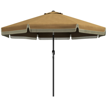 Naklápěcí zahradní slunečník 265 cm, khaki, s třásněmi a 8 žebry