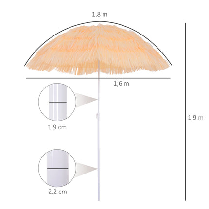 Havajský plážový slunečník - 160cm, béžová, různé barvy