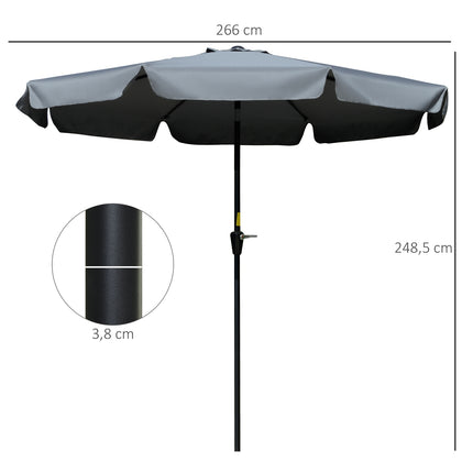 Zahradní slunečník, UV ochrana, průměr 2.66 m, tmavě šedá