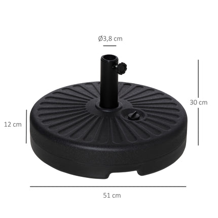 Černý betonový stojan na slunečník, 21-26kg, Ø38-51mm