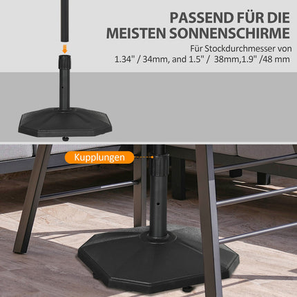 Stabilní stojan na slunečník 22Kg pro tyče 32-38mm, černý