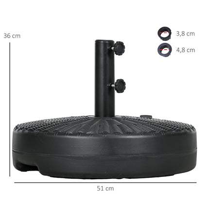Stojan na slunečník 29 kg, černá, vzhled ratanu, pro tyče Ø38/48 mm