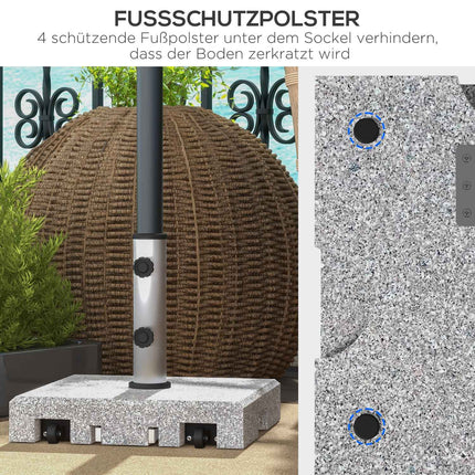 Stojan na slunečník ze žuly s kolečky, 38.5 kg, pro Ø 32-48 mm