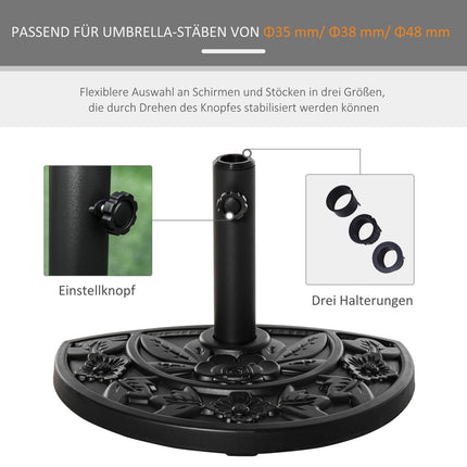 Stojan na zahradní slunečník 9Kg, květinový design, Ø35/38/48Mm