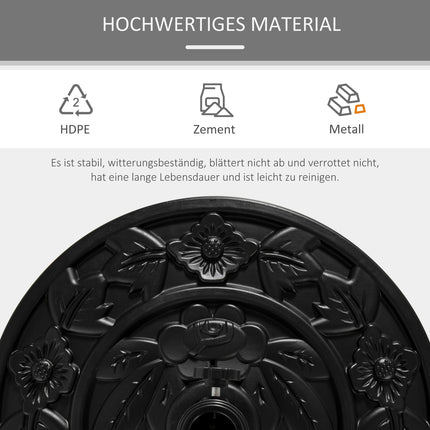 Stojan na zahradní slunečník 9Kg, květinový design, Ø35/38/48Mm