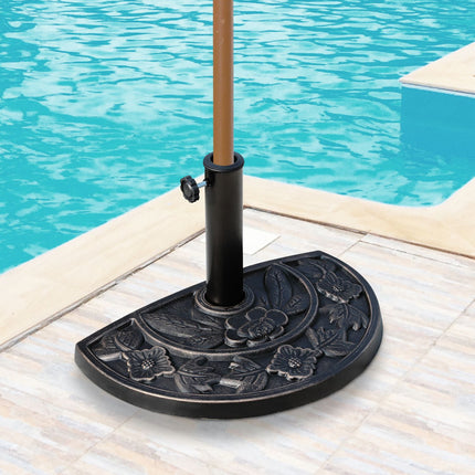 Podstavec pod slunečník půlkruhový – pryskyřice a ocel, bronzový 50x31x32cm