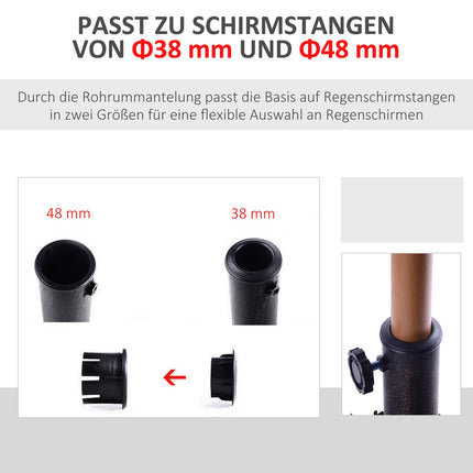 Stojan pod slunečník z černé syntetické pryskyřice, 15 kg, pro Ø38/48 mm