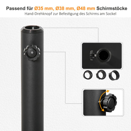 Černý stojan na slunečník z kovu a betonu, 13 kg, pro Ø35-48 mm