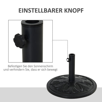Antique black umbrella base, 13 kg, plastic and cement