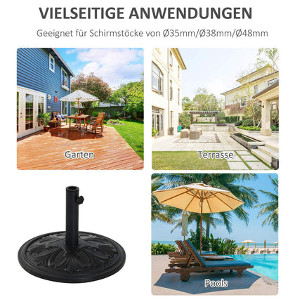 Antique black umbrella base, 13 kg, plastic and cement