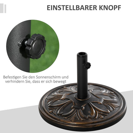 Antique bronze umbrella base, 13 kg, fits Ø35-48mm poles
