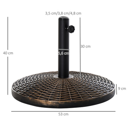 Odolný stojan na slunečník 25 Kg v ratanovém vzhledu, Ø53 X 40 Cm