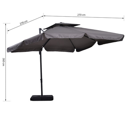 Boční slunečník, UV50+ se stojanem a obalem, 270x270 cm