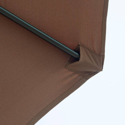 Hnědý tržní slunečník s klikou, Ø2.95m, odolný polyester