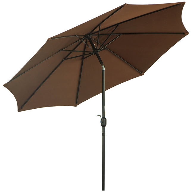 Hnědý tržní slunečník s klikou, Ø2.95m, odolný polyester