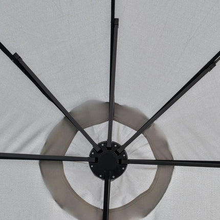 Dvojitý slunečník 4.5 M s LED, solární napájení, světle šedo-černý