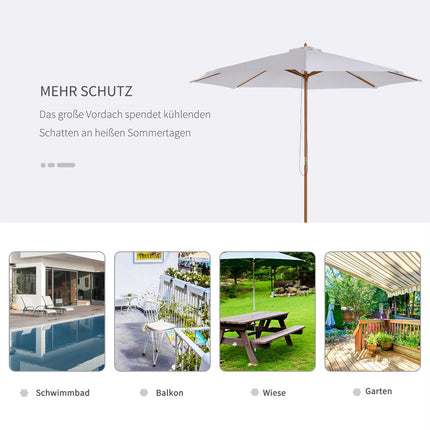 Garden Parasol 300 Cm, Bamboo Frame, Cream White