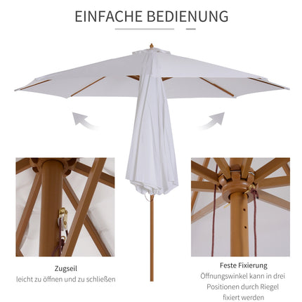 Garden Parasol 300 Cm, Bamboo Frame, Cream White