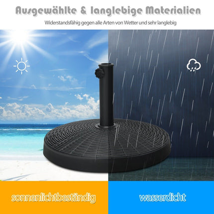 Podstavec na slunečník 22 kg ze syntetické pryskyřice ve vzhledu ratanu 52 x 36 cm černá