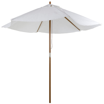 Zahradní slunečník, bambus a polyester, Ø2.5 x 2.3 m, bílý