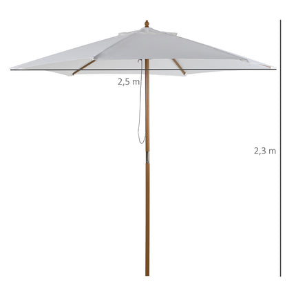 Zahradní slunečník, bambus a polyester, Ø2.5 x 2.3 m, bílý