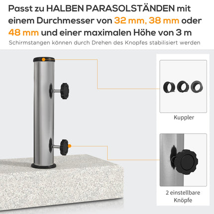 Podstavec pod slunečník půlkruhový, žula, 25 kg, pro tyče 32-48 mm
