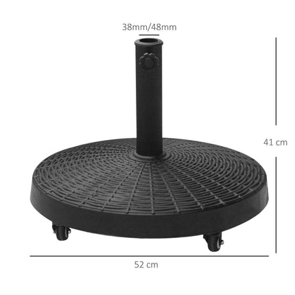 Umbrella base with wheels, Rattan look, 25 Kg, Ø38/48 mm