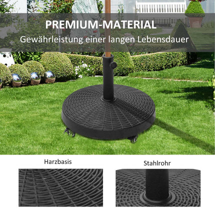 Umbrella base with wheels, Rattan look, 25 Kg, Ø38/48 mm
