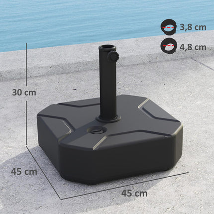 Čtvercový stojan na slunečník, plnitelná základna 25 kg, trubka 38/48 mm