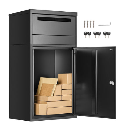 Parcel Drop Box Mailbox with Lock, 35.8 In, Black