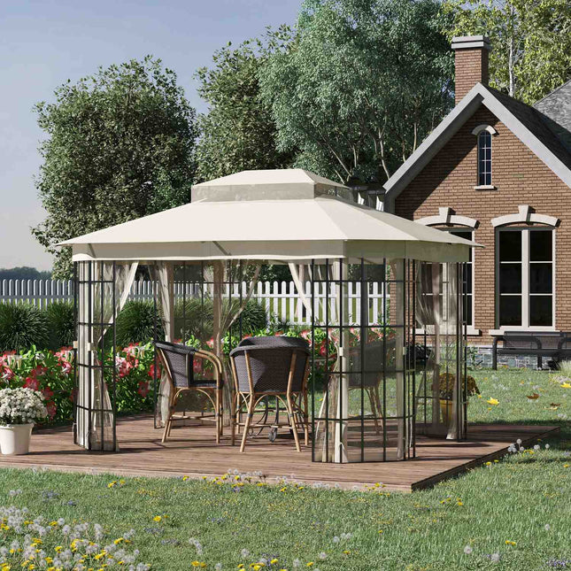 Venkovní párty stan, dvojitá střecha – 3.65x3m, moskytiéra