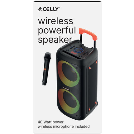 Párty reproduktor 40W + 2 bezdrátové mikrofony