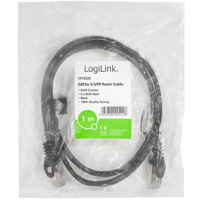 Patch kabel Cat5e F/UTP Ecoline 1m černý